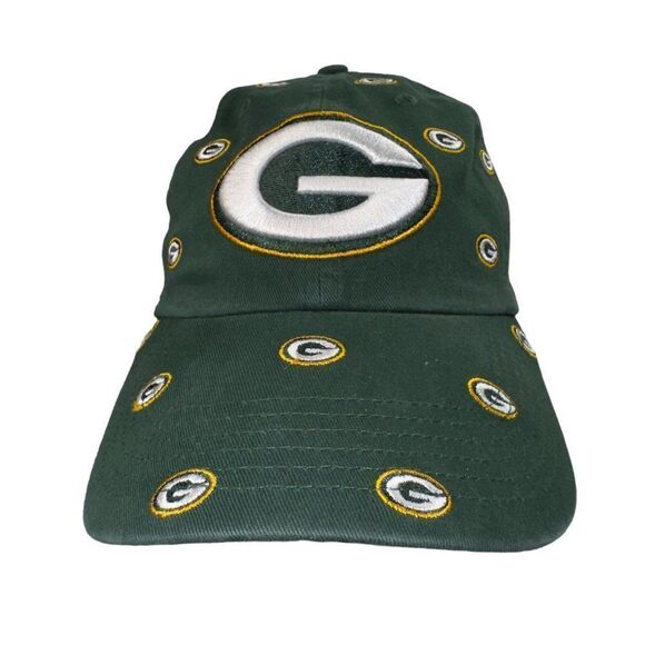 '47 Brand Green Bay Packers All Over Logo Strapback Hat Women's OSFM - Picture 1 of 9